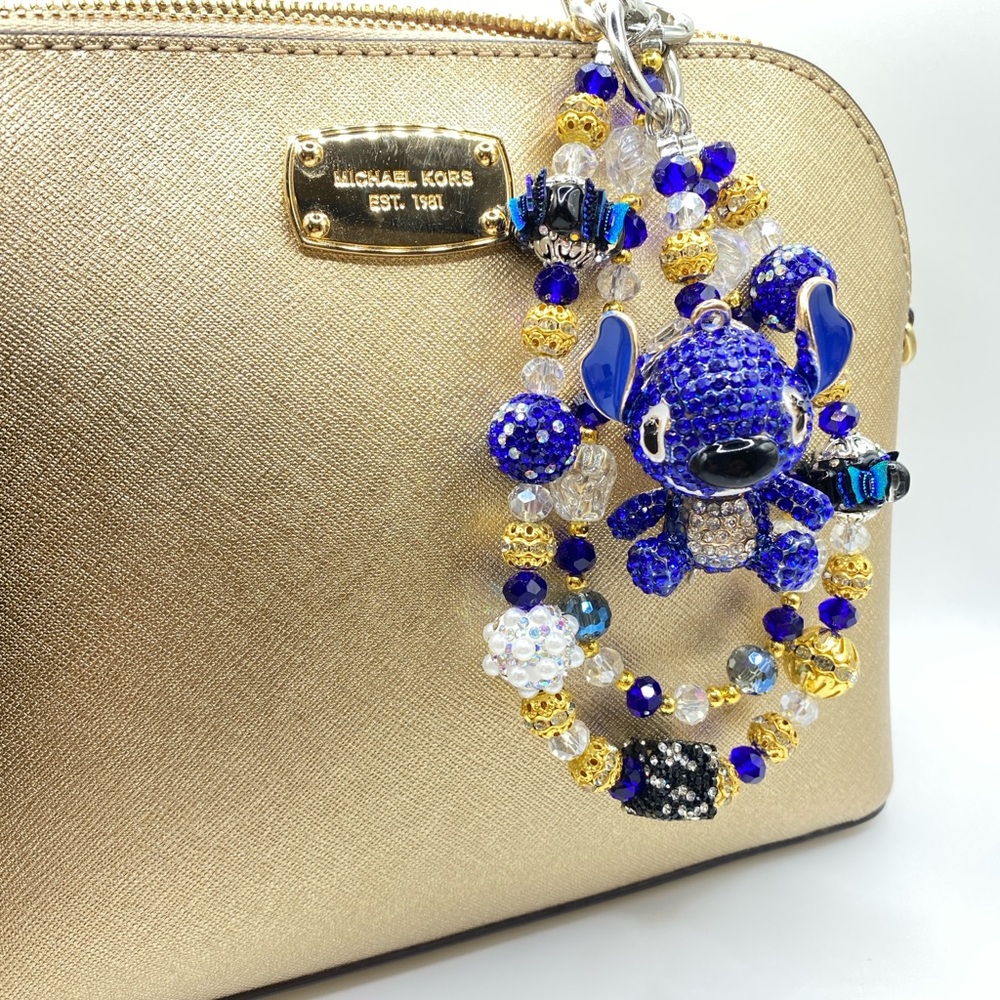 💙🩷STITCH Luxury Bag/Phone Chain Charm/Keychain Sparkly Bling Rhinestones & Beads
